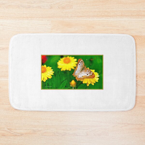 Item preview, White Peacock Butterfly on Yellow Flowers designed and sold by AMacGPhilly.