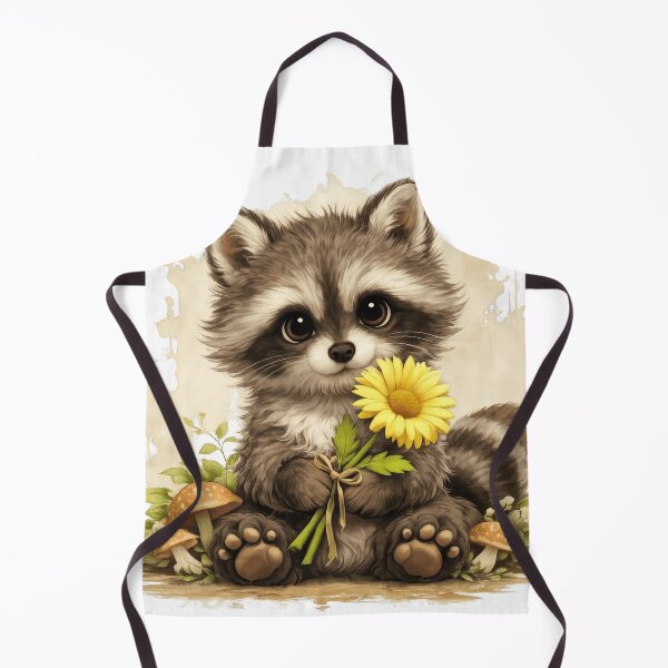 Artikelvorschau, Cute Baby Raccoon Holding Sunflower | Kawaii Woodland Animal Illustration entworfen und verkauft von Daagath.