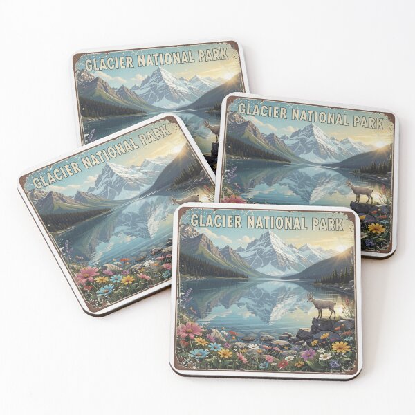 Item preview, Glacier National Park Retro Poster Design designed and sold by The Souvenir Dept..