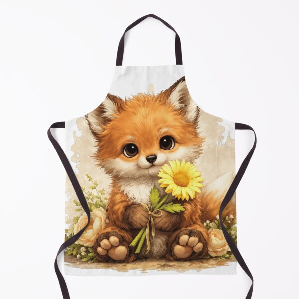 Artikelvorschau, Cute Baby Fox Holding Sunflower | Kawaii Woodland Animal Illustration entworfen und verkauft von Daagath.