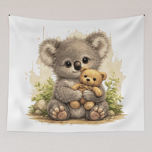 Item preview, Cute Baby Koala Hugging Teddy Bear | Kawaii animal illustration designed and sold by Daagath.