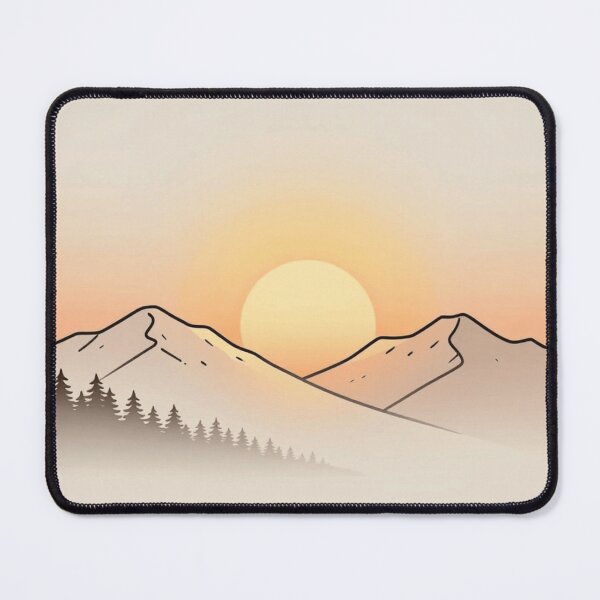 Item preview, Minimalist Mountain Sunrise Line Art with Golden Sun and Nature Calm designed and sold by RandomWalker.