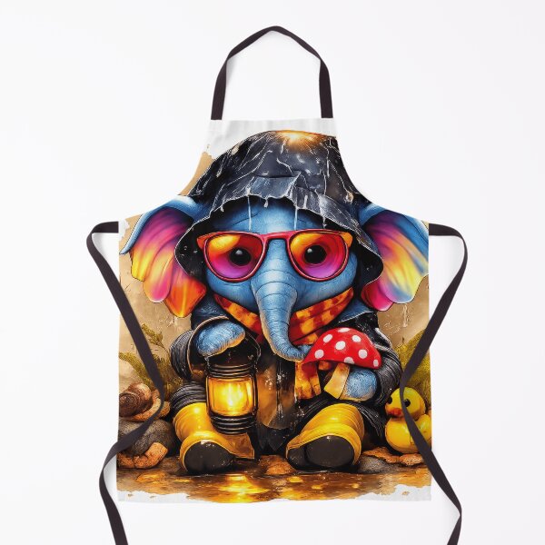 Item preview, Cute Elephant in Raincoat with Lantern | Kawaii animal illustration designed and sold by Daagath.