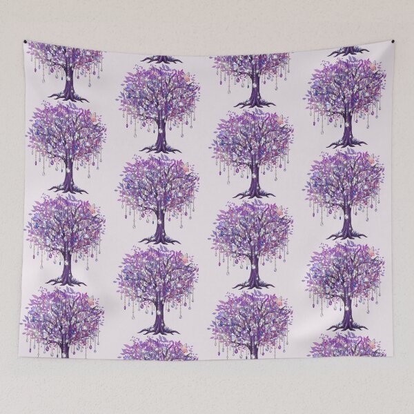 Item preview, Whimsical Amethyst Jewel Tree with Butterflies Art designed and sold by Violet-Forge.