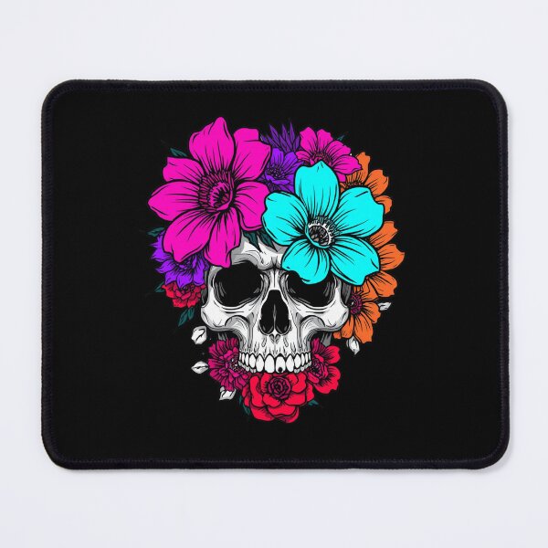Item preview, Skull and flowers designed and sold by uunaa.