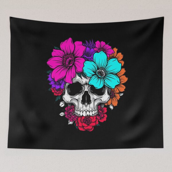 Item preview, Skull and flowers  designed and sold by uunaa.