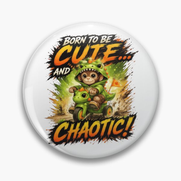 Artikelvorschau, Born to Be Cute and Chaotic | Funny Kawaii Monkey Dinosaur Shirt entworfen und verkauft von Daagath.