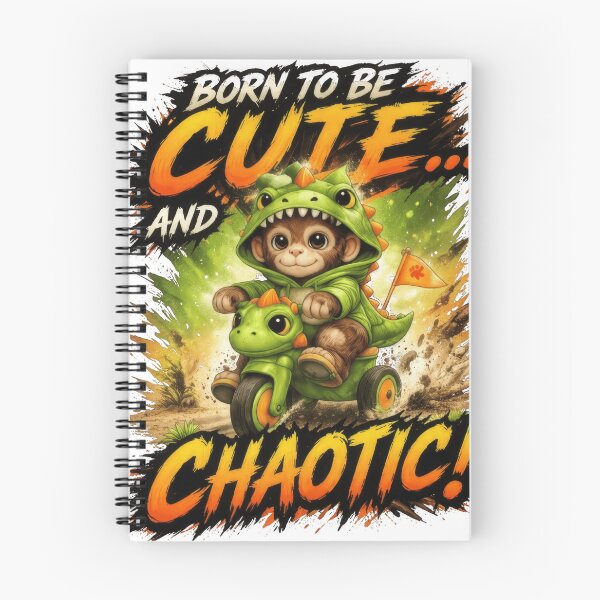 Item preview, Born to Be Cute and Chaotic | Funny Kawaii Monkey Dinosaur Shirt designed and sold by Daagath.