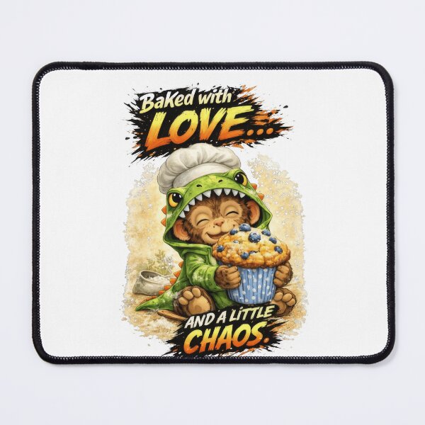 Item preview, Baked with Love and a Little Chaos | Funny Cute Baking Monkey Shirt designed and sold by Daagath.