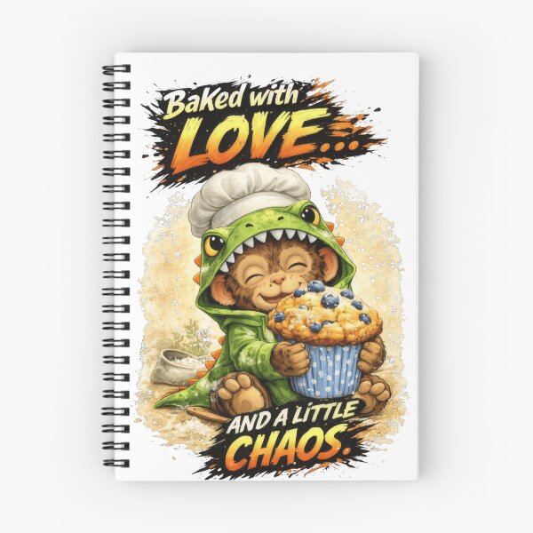Item preview, Baked with Love and a Little Chaos | Funny Cute Baking Monkey Shirt designed and sold by Daagath.