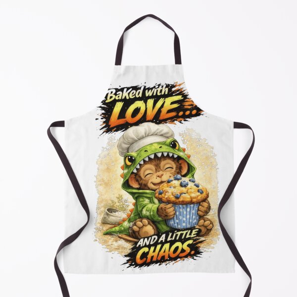 Item preview, Baked with Love and a Little Chaos | Funny Cute Baking Monkey Shirt designed and sold by Daagath.