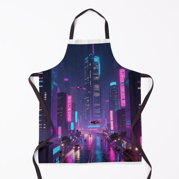 Item preview, Retro 80s Cyberpunk City With Neon Rain and Flying Cars designed and sold by RandomWalker.
