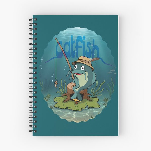Item preview, Cartoon Catfish sitting on an underwatere stump fishing. designed and sold by Art-Horizon.