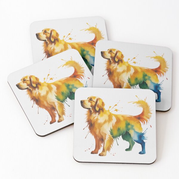 Item preview, A Golden Retriever silhouette created with vibrant watercolor splashes. designed and sold by 123ks.