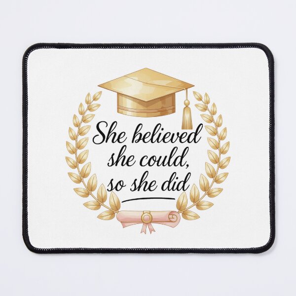 Item preview, She Believed She Could So She Did Quote with Royal Laurel Motif, Diploma & Graduation Hat designed and sold by jeweleddesigns.