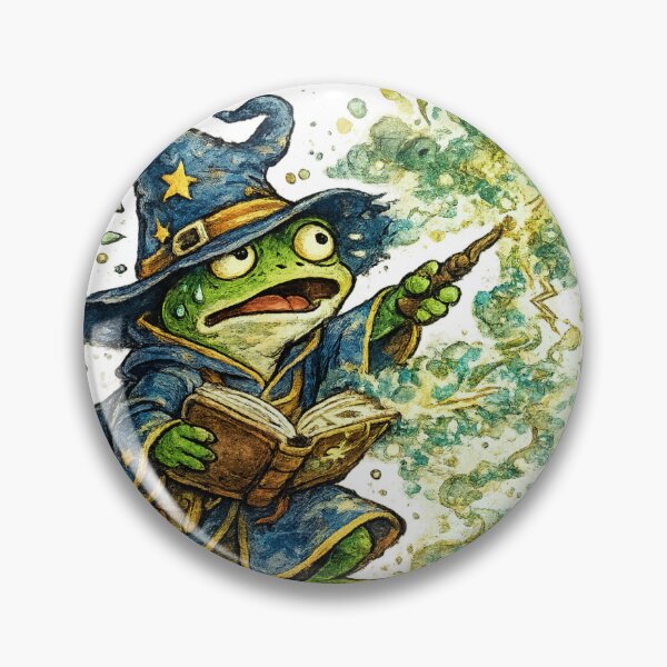Item preview, Frog Wizard Casting a Spell Gone Wrong – Hand-Painted Watercolor Jewel Tone Illustration designed and sold by OnPointOutfits.