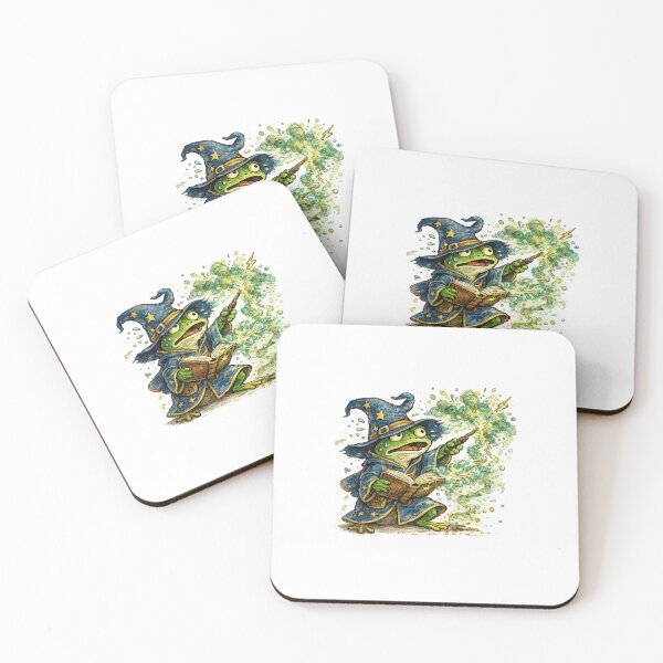 Item preview, Frog Wizard Casting a Spell Gone Wrong – Hand-Painted Watercolor Jewel Tone Illustration designed and sold by OnPointOutfits.