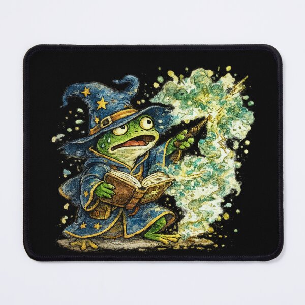 Item preview, Frog Wizard Casting a Spell Gone Wrong – Hand-Painted Watercolor Jewel Tone Illustration designed and sold by OnPointOutfits.