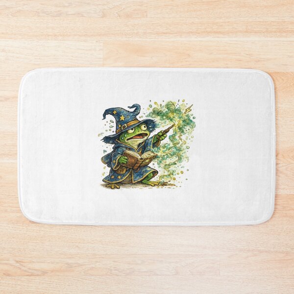 Item preview, Frog Wizard Casting a Spell Gone Wrong – Hand-Painted Watercolor Jewel Tone Illustration designed and sold by OnPointOutfits.