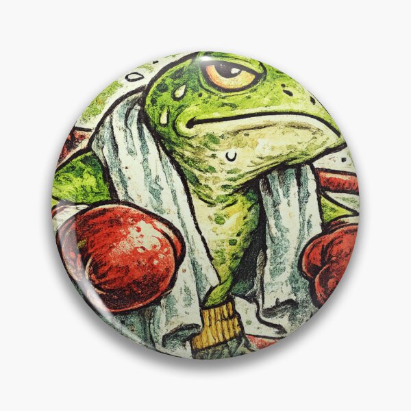 Item preview, Frog Boxer Pre-Fight Stare Down – Vintage Risograph Lime Green and Red Illustration designed and sold by OnPointOutfits.