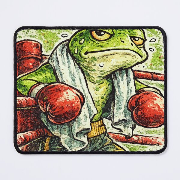 Item preview, Frog Boxer Pre-Fight Stare Down – Vintage Risograph Lime Green and Red Illustration designed and sold by OnPointOutfits.