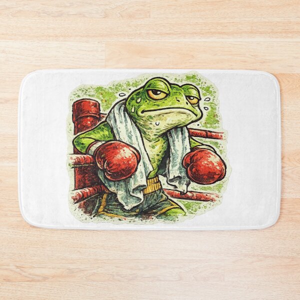 Item preview, Frog Boxer Pre-Fight Stare Down – Vintage Risograph Lime Green and Red Illustration designed and sold by OnPointOutfits.