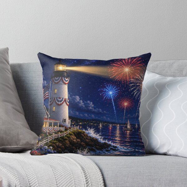 Item preview, Patriotic Lighthouse Fireworks Night designed and sold by jgvisualarts.