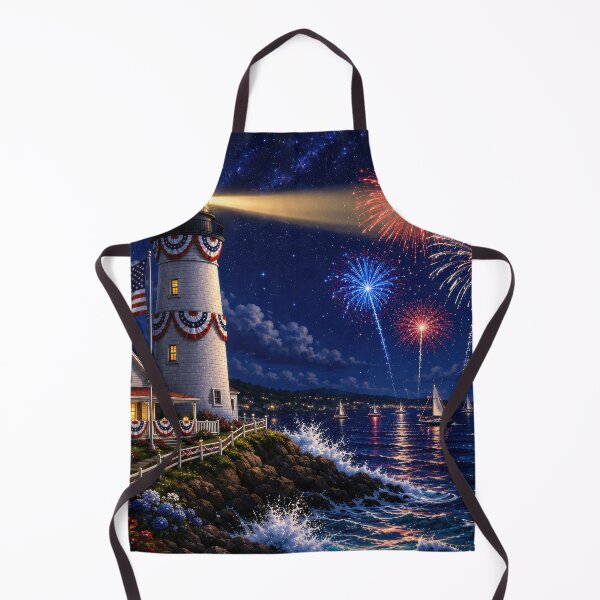 Item preview, Patriotic Lighthouse Fireworks Night designed and sold by jgvisualarts.