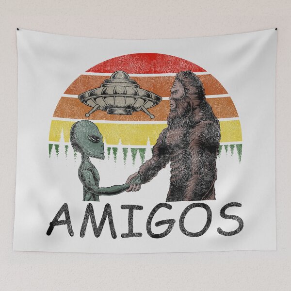 Item preview, Vintage Alien and big foot friendship alliance. Amigos! designed and sold by paulo silveira.