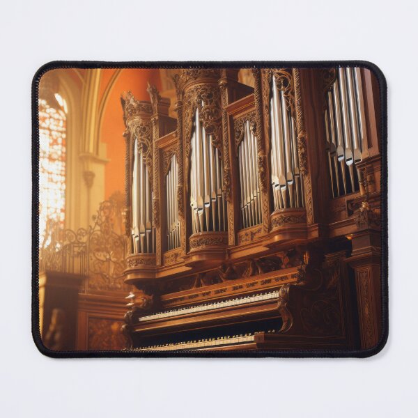 Item preview, Gothic Cathedral Pipe Organ with Warm Sunlight through Stained Glass designed and sold by pinkal.