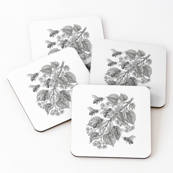 Item preview, Detailed Honey Bees Linden Botanical Illustration designed and sold by AntiqueImages.