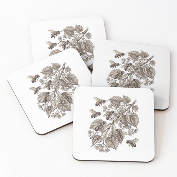 Item preview, Vintage Honey Bee Linden Tree Botanical Illustration designed and sold by AntiqueImages.