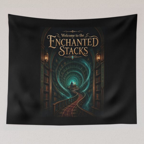 Item preview, Welcome to the Enchanted Stacks Fantasy Library Poster designed and sold by Sketchlegacy.