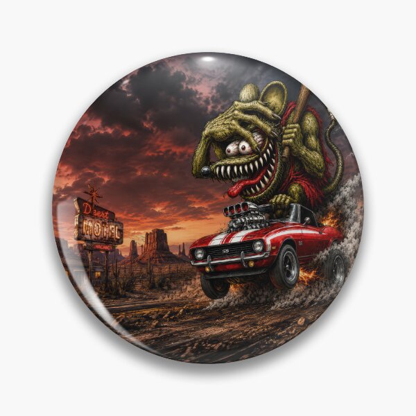 Item preview, Monster Rat Camaro Route 66 Desert Sunset Hot Rod Cartoon Car Art designed and sold by artistwill.