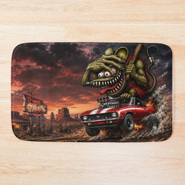 Item preview, Monster Rat Camaro Route 66 Desert Sunset Hot Rod Cartoon Car Art designed and sold by artistwill.