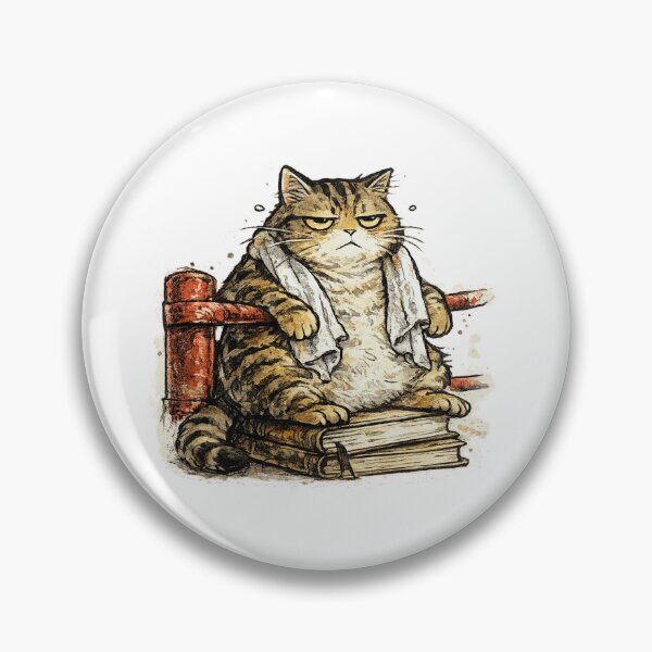 Item preview, Fat Tabby Cat on Books Looking Unimpressed – Loose Ink Brush Manga Editorial Illustration designed and sold by OnPointOutfits.