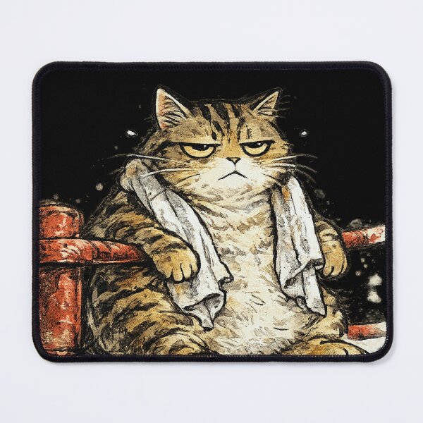 Item preview, Fat Tabby Cat on Books Looking Unimpressed – Loose Ink Brush Manga Editorial Illustration designed and sold by OnPointOutfits.