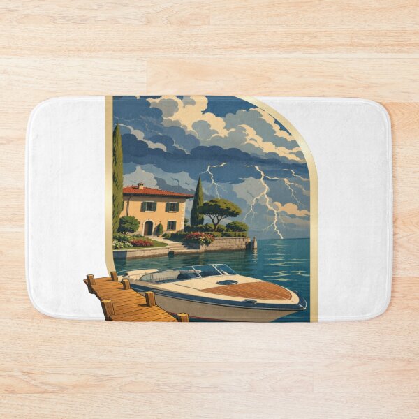 Item preview, RAY Storm Boat | Luxury Yacht Lightning Lake Landscape Art designed and sold by RAYapparel.