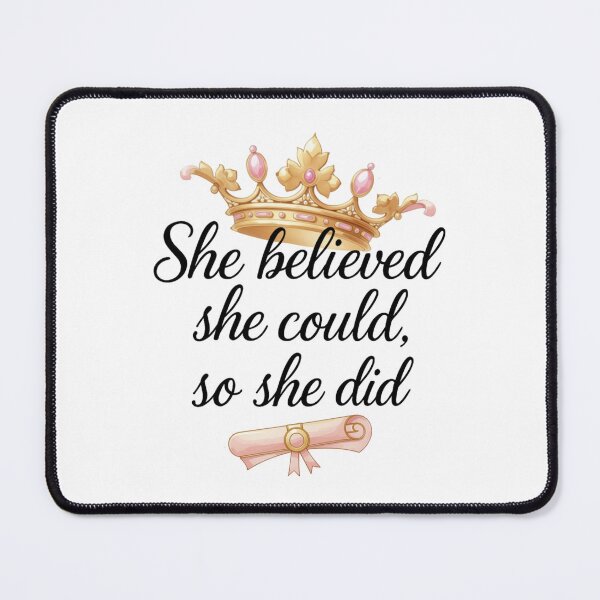 Item preview, She Believed She Could So She Did Quote with Gold Crown & Diploma  designed and sold by jeweleddesigns.