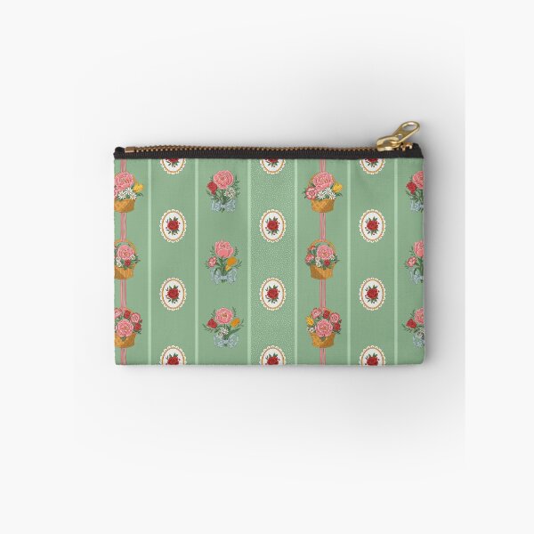 Item preview, Victorian Floral Stripe – Bouquets & Flower Baskets (Sage Green) designed and sold by vaner-vaner.