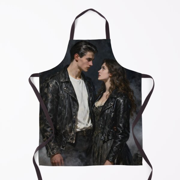 Item preview, Dark Gothic Greaser Couple in Foggy Forest | Moody Oil Painting Art designed and sold by AllTidePixel23.