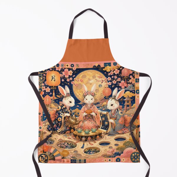 Item preview, Tea Ceremony on the Moon - Jade Rabbits, Mid-Autumn Festival, Poetic Asian Art, Magical Night, Kimono and Sakura designed and sold by Natalia-Vlad.