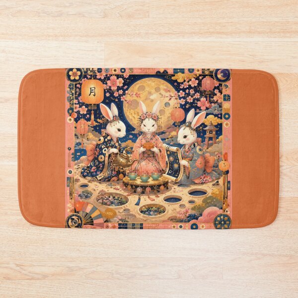 Item preview, Tea Ceremony on the Moon - Jade Rabbits, Mid-Autumn Festival, Poetic Asian Art, Magical Night, Kimono and Sakura designed and sold by Natalia-Vlad.