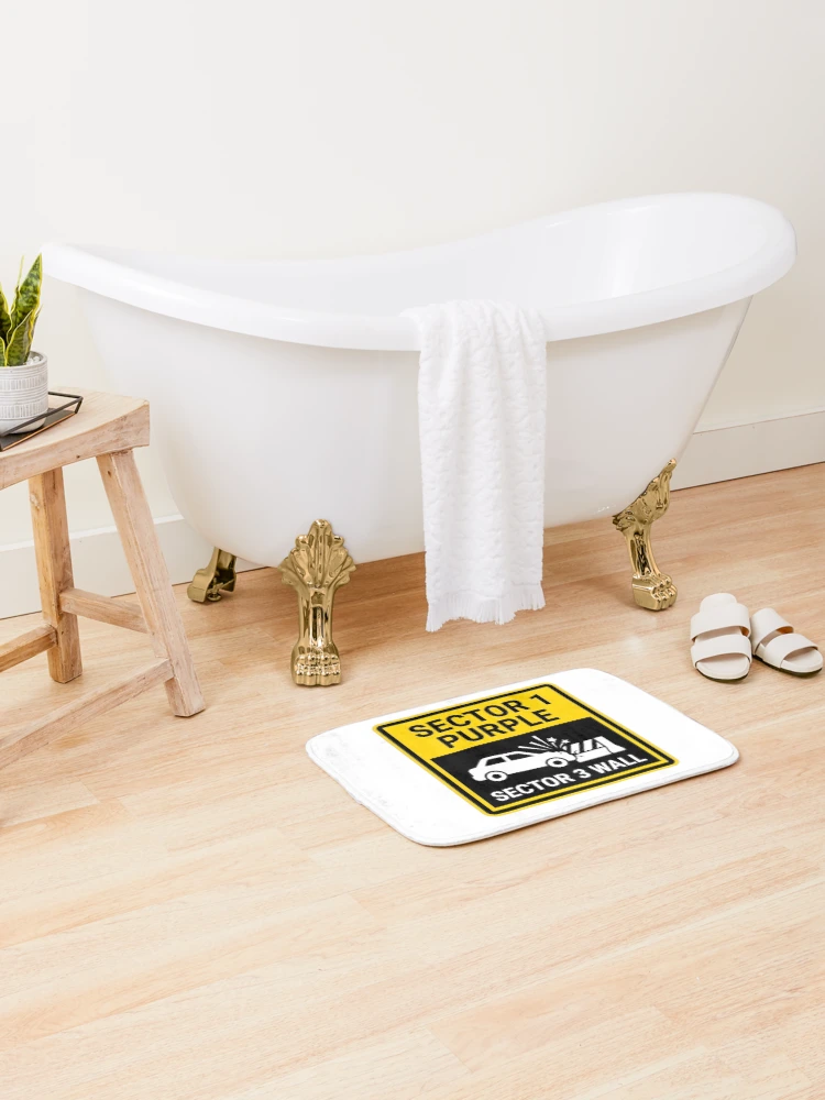 Thumbnail 2 of 6, Bath Mat, Sector 3 Wall - Sim Racing Humor designed and sold by GarageGraphics.