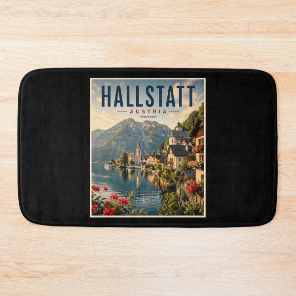 Item preview, Hallstatt Austria Lake Travel Poster designed and sold by Tienda-Vane.