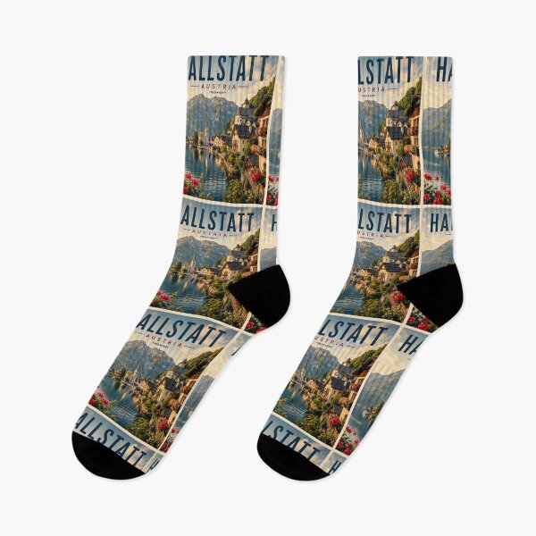 Item preview, Hallstatt Austria Lake Travel Poster designed and sold by Tienda-Vane.