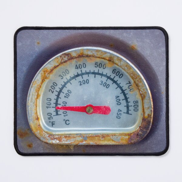 Item preview, Rusty Temperature Gauge Dial On Vintage Metal Thermometer Showing Fahrenheit And Celsius Readings designed and sold by Nmallia.