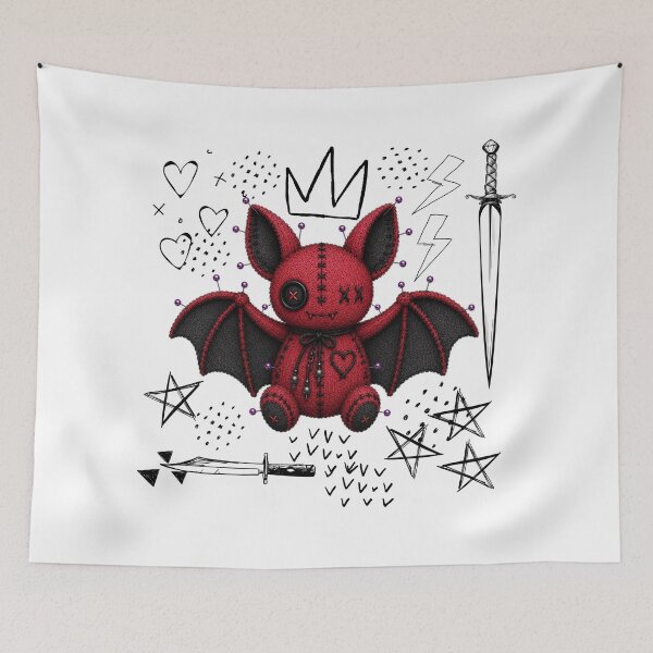 Item preview, Creepy Red Bat King Voodoo Doll – Gothic Creepy Cute   White  designed and sold by CaylaTay.