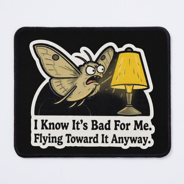 Item preview, I Know It's Bad For Me Flying Toward It Anyway Moth Lamp Funny Design designed and sold by BooDesignStudio.