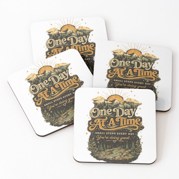 Item preview, One Day At A Time Mountain Motivation designed and sold by NeuroJoyStudio.